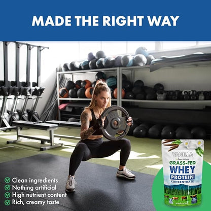 Opportuniteas Grass Fed Whey Protein Powder Concentrate - Vanilla - Pure Protein Supplement - Non GMO, Hormone Free & Gluten Free - 1lb