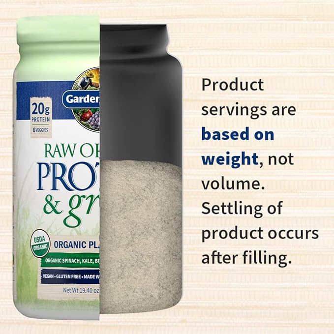 Garden of Life Raw Organic Protein & Greens - Vanilla - Vegan Protein Powder for Women and Men, Plant Protein, Pea Protein, Greens & Probiotics - Dairy Free, Gluten Free Low Carb Shake, 20 Servings