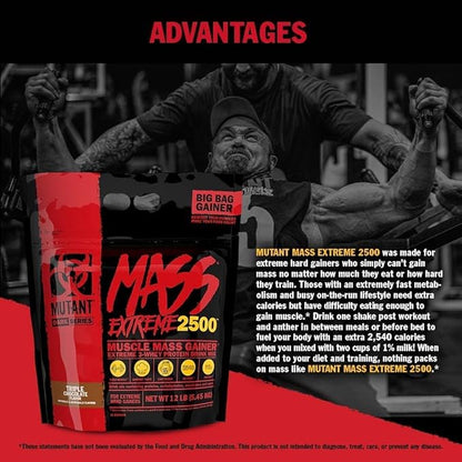 Mutant Mass Extreme Gainer – Whey Protein Powder – Build Muscle Size and Strength – High Density Clean Calories (Jacked Berry Blast, 12 lbs)