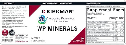 Kirkman WP Minerals || 90 Vegetarian Capsules || A Comprehensive Mineral Supplement for Those who do not get Enough nutrients from Their Diet.