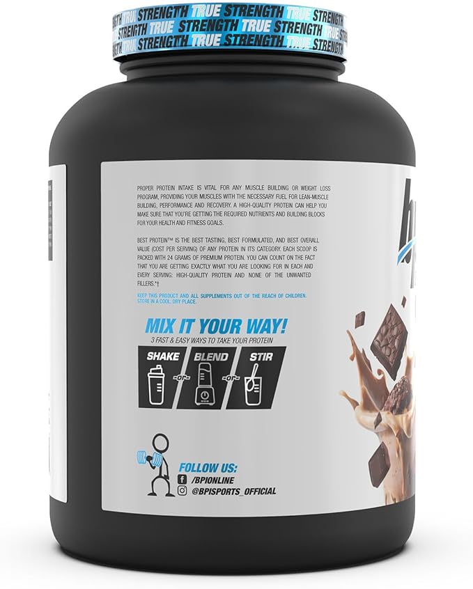 BPI Sports Best Protein – 100% Whey Protein Blend – Muscle Growth, Recovery, Meal Replacement – No Maltodextrin, No Fillers – Gluten Free – for Men & Women – Chocolate Brownie – 5.1 Pounds