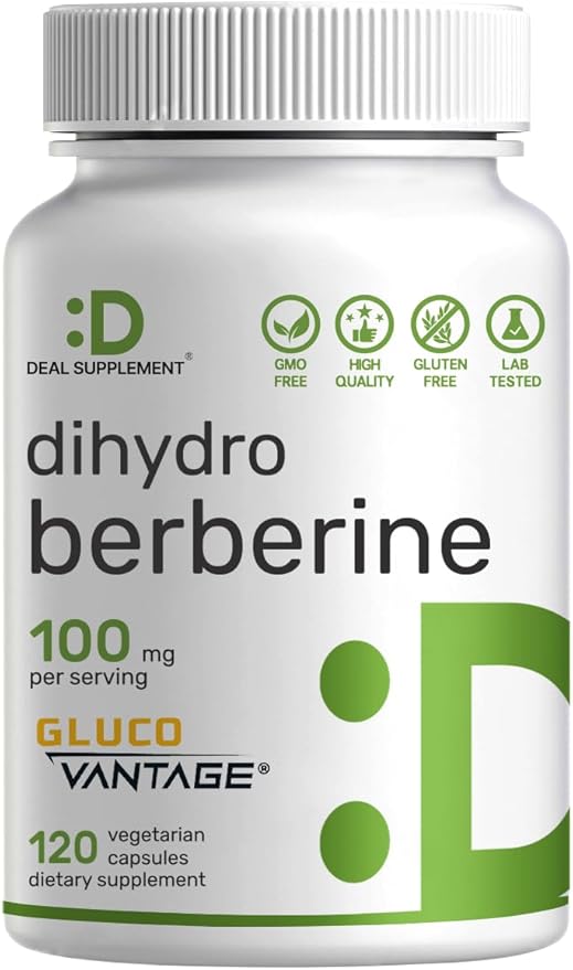 Dihydroberberine 100mg Per Serving, 120 Veggie Capsules – 5X More Bioavailable Than Berberine HCL – Heart Health Supplement – GlucoVantage Formula, Vegan, Non-GMO