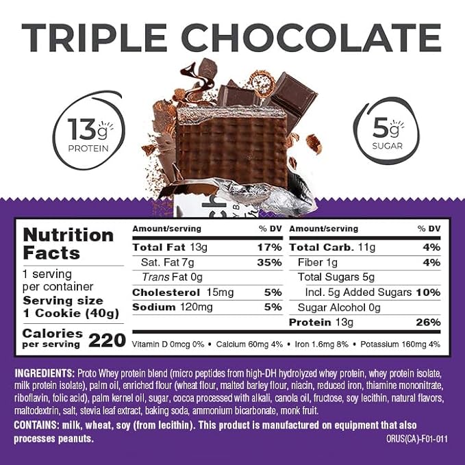 Power Crunch Protein Wafer Bars, High Protein Snacks with Delicious Taste, Triple Chocolate, 1.4 Ounce (12 Count) (Pack of 2)
