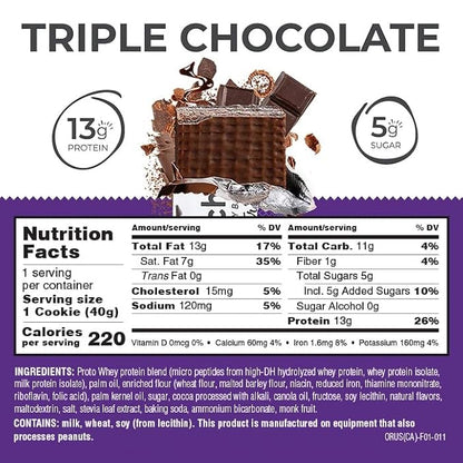 Power Crunch Protein Wafer Bars, High Protein Snacks with Delicious Taste, Triple Chocolate, 1.4 Ounce (12 Count) (Pack of 2)