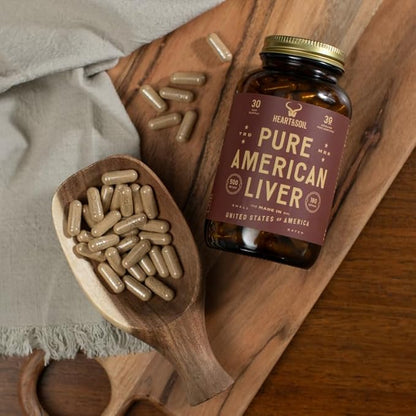Pure American Beef Liver Capsules - Grassfed Beef Liver Supplement - Rich in Vitamins, Minerals, Peptides and Enzymes - Freeze-Dried Grass Fed Beef Liver - 180 Liver Capsules
