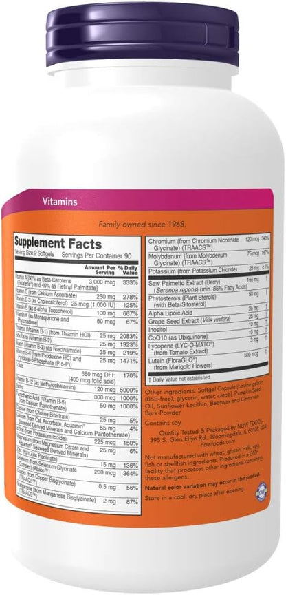 NOW Foods AdamTM Men's Multiple Vitamin -Softgels,180 Count (Pack of 1)