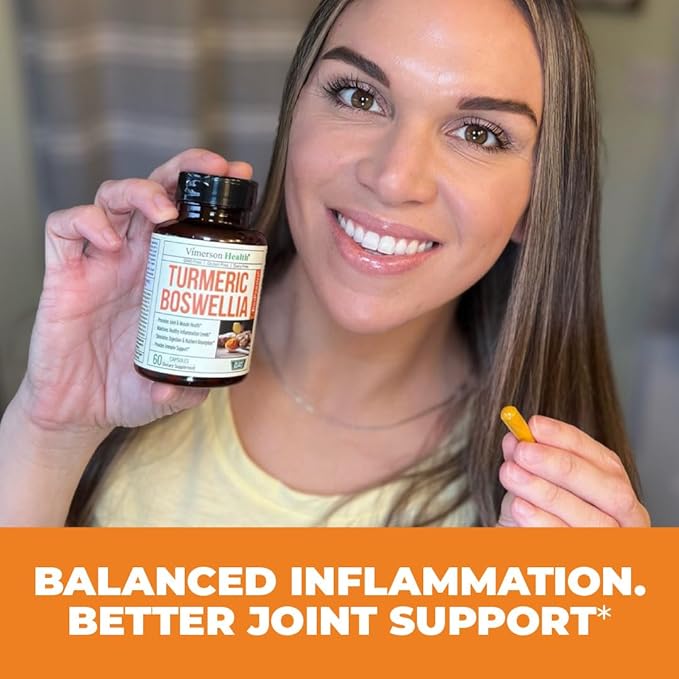 Turmeric Supplement with 65% Boswellia Extract Capsules - Turmeric Curcumin Supplement 95% Curcuminoids - Boswellia Serrata, Black Pepper, Organic Turmeric & Ginger root capsules - Tumeric Caps 2-Pack