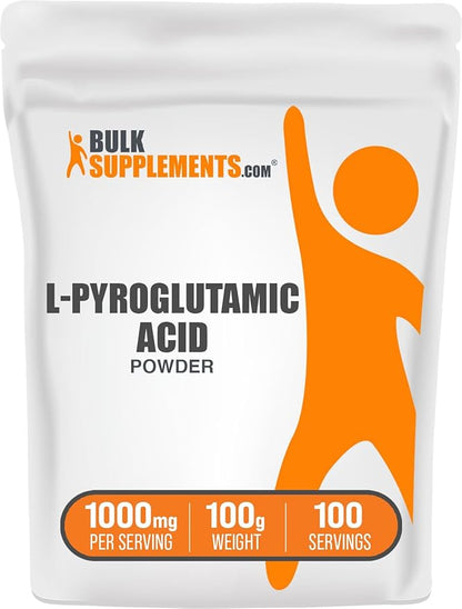 BulkSupplements.com L-Pyroglutamic Acid Powder - Pyroglutamic Acid Supplements, Amino Acid Supplement - for Well-Being, Gluten Free, 1000mg per Serving, 100g (3.5 oz) (Pack of 1)