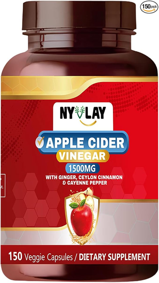 Apple Cider Vinegar 1500 MG 150 Capsules | Dietary Supplement | Extra Strength Natural Formulation | Support Strength & Energy