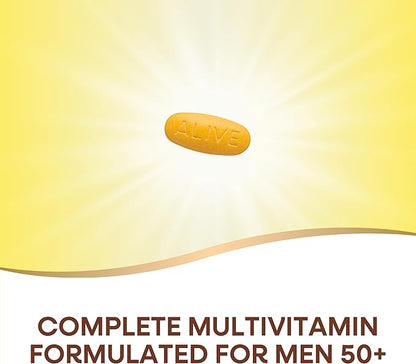 Nature’s Way Alive! Men’s 50+ Complete Multivitamin, Supports Multiple Body Systems*, Supports Cellular Energy*, High Potency B-Vitamins, Gluten-Free, 130 Tablets