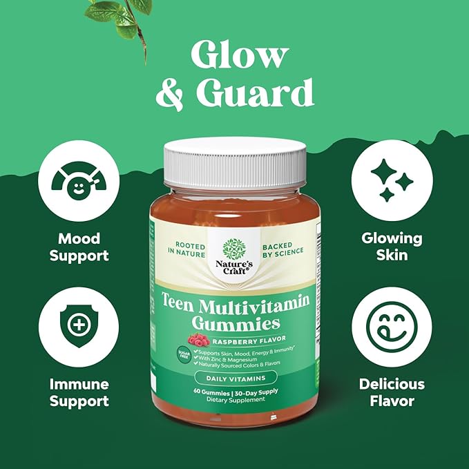 Sugar Free Gummy Vitamins for Teen Girls & Boys - Teen Vitamins for Boys 12-17 Gummies & Girls 12-17 for Enhanced Immunity Energy and Skin - Teen Multivitamin for Girls 12-17 and Boys with Magnesium