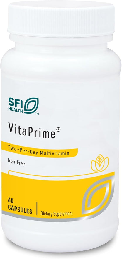 Klaire Labs Vitaprime - Twice Daily Iron-Free Multivitamin & Mineral with Methyl Folate (60 Capsules)