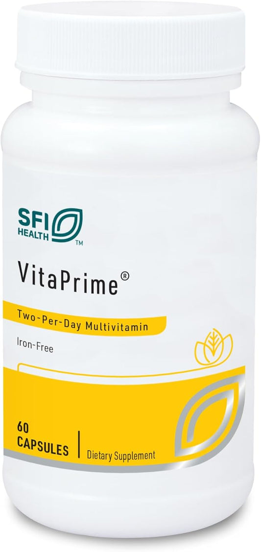 Klaire Labs Vitaprime - Twice Daily Iron-Free Multivitamin & Mineral with Methyl Folate (60 Capsules)