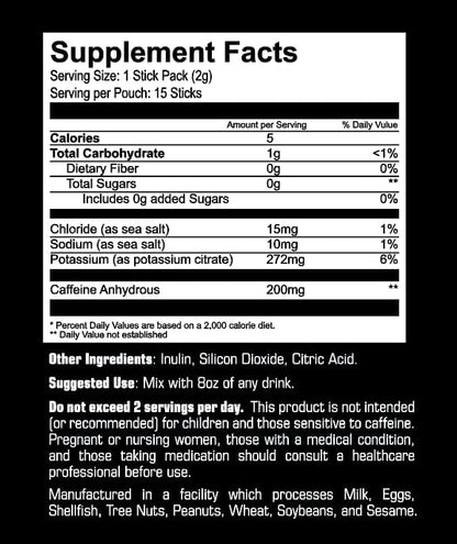 Drink Energizer I Energy Boost Any Drink I 200mg Unflavored Pure Caffeine Powder I Energy in just 30 Minutes I 15 Sticks