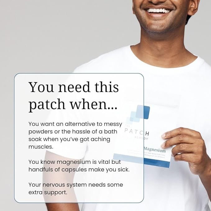 The Patch Remedy Magnesium Patches Transdermal - (30 Day Supply) Topical Magnesium Glycinate Patch for Women & Men, Muscle Cramps, Sleep & Relaxation Support