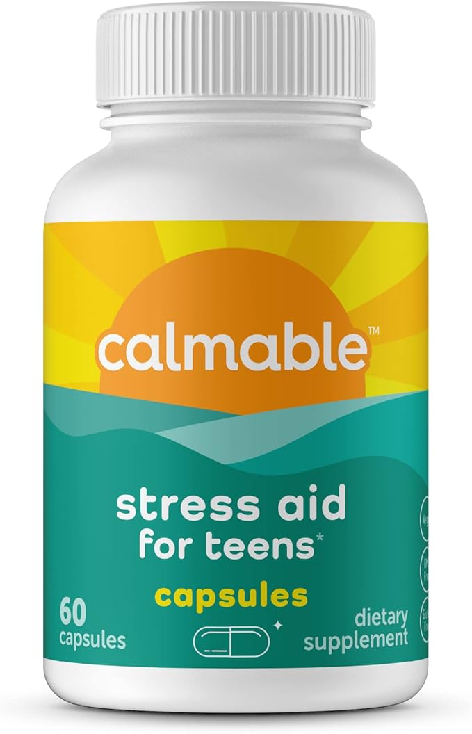 Stress Relief Aid for Teens - Vegan - Pyridoxine B6, L-Theanine - Vitamin Dietary Supplement - 60 Capsules