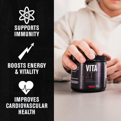 Jacked Factory Vita XT Performance Vitamin Powder - Daily Multivitamin Powder for Men with KSM-66 Ashwagandha, Prebiotic Fiber, Vitamin A, C, D, K, B6, B12, & More - Fruit Punch, 30Sv
