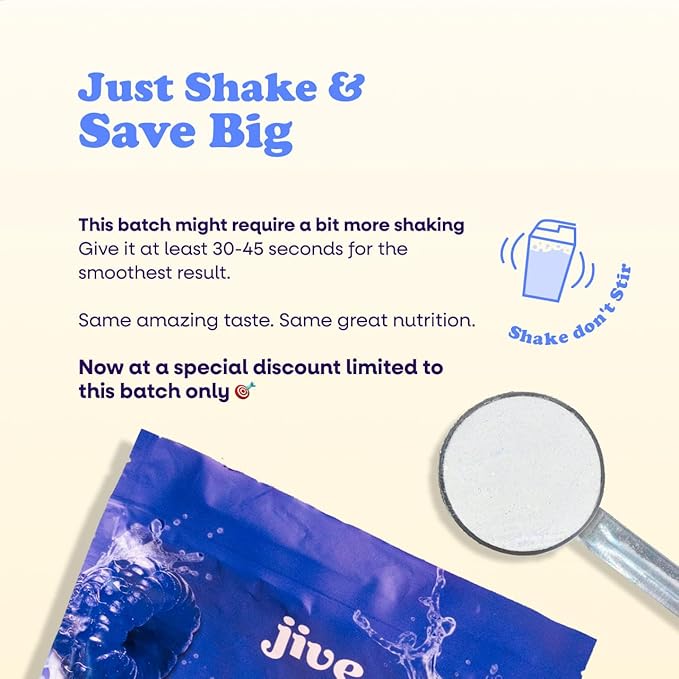 Jive Protein Hydrator Clear Protein Powder - w/Electrolytes, 22g Protein, 100 Calories & 25 Servings - Blue Raspberry - Grass Fed Clear Whey Isolate Protein - Clear Whey Protein Powder