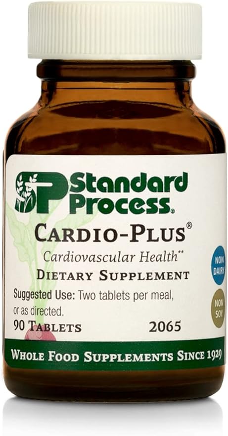 Standard Process Cardio-Plus - Antioxidant Support - Heart Health Supplement - Circulation & Blood Flow Supplement with Vitamin B6, Niacin & Riboflavin - Energy Metabolism Supplement - 90 Tablets