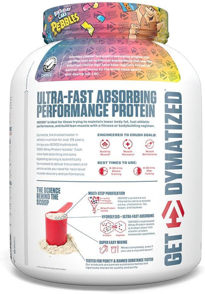 Dymatize ISO100 Hydrolyzed Protein Powder, 100% Whey Isolate Protein, 25g of Protein, 5.5g BCAAs, Gluten Free, Fast Absorbing, Easy Digesting, Birthday Cake, 5 Pound