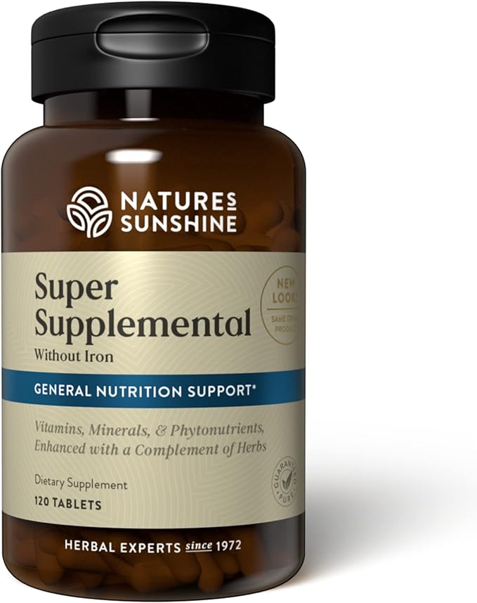 Nature's Sunshine Super Supplemental w/o Iron, 120 Tablets | Multivitamin for Men and Women Provides Vitamins, Minerals, Amino Acids, Herbs, Fruit Powders, Veggie Powders, and Carotenoids