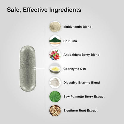 Mdrive Multivitamin for Men, Daily Multivitamin - Immune Health Support from Zinc, Selenium, Manganese & Vitamin D, Enzymes for Digestive Support, CoQ10 for Energy and Vitamin K2, 90 Capsules