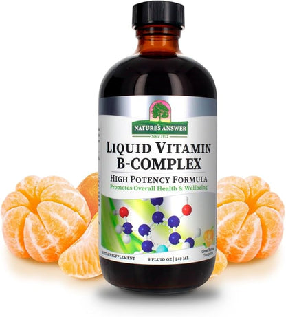 Nature's Answer Liquid Vitamin B-Complex Supports Healthy Energy Levels | Promotes Healthy Nerve Function | All-Natural Tangerine Flavor | Gluten-Free & Benzoate-Free 8oz