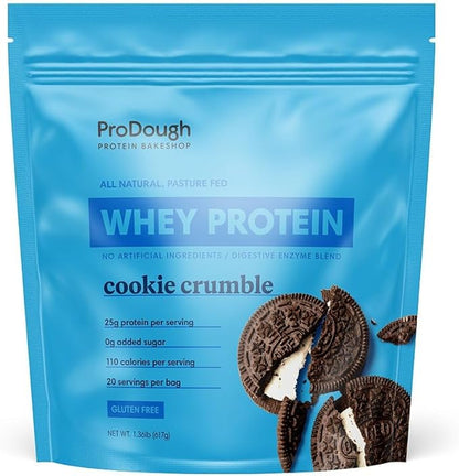 ProDough Gourmet Whey Isolate Hydrolized Protein Powder for Shake Mix- Easy Digest Enzyme Blend, 25g Protein per Serving, Natural Ingredients, Gluten Free, Keto Friendly (Cookie Crumble)