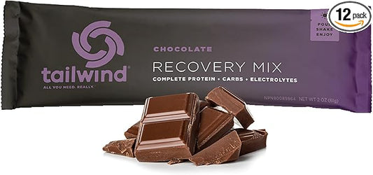 Tailwind Nutrition Recovery Mix, Complete Protein, Carbohydrates, and Electrolytes Powder Drink Mix for Post-Workout, Free of Gluten, Soy, and Dairy, Vegan, 12 Servings, Chocolate
