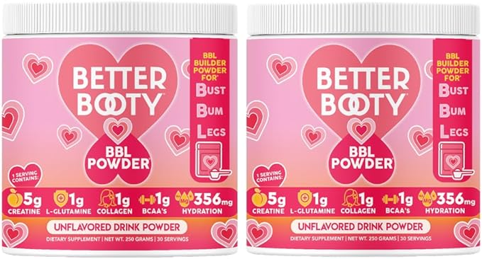 Creatine Monohydrate Powder for Women, Complex w. 5G Creatina per Serving + Glutamine, Collagen, BCAAs & Hydration Blend Energy, Muscle + Glute Builder, Unflavored 2-Pack (60 Servings)