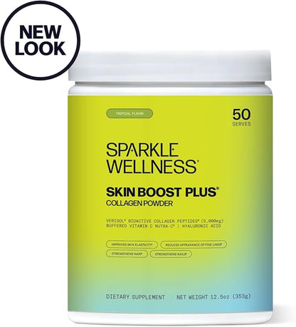 Sparkle Wellness Skin Boost Plus (Tropical) [50-Serves] | Collagen Powder Supplement with VERISOL Bioactive Hydrolyzed Collagen Peptides, Vitamin C & Hyaluroic Acid