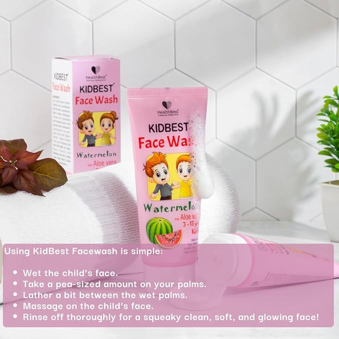 Kids Multivitamin Face Wash - Natural, Non-Toxic 100ml, Organic Watermelon for Normal, Gentle Sensitive & Dry Skin Types - Tear, Paraben, SLS Free, Pack of 1