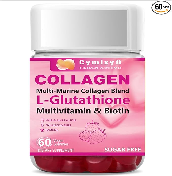 Glutathione Biotin Collagen Glow Gummies, Extra-Strength L-Glutathione & Colageno Hidrolizado for Women & 10000mcg Biotin & Multivitamin for Women for Hair Skin Nail