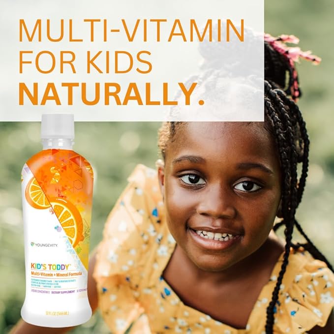 Youngevity Kid's Toddy™ - Mega Multivitamin for Kids & Children Age 2+ - 14 Vitamins, 10 Minerals, Phytonutrient Blend - Highly Absorbable - Great Tasting Orange 32 Fl Oz (Pack of 2)
