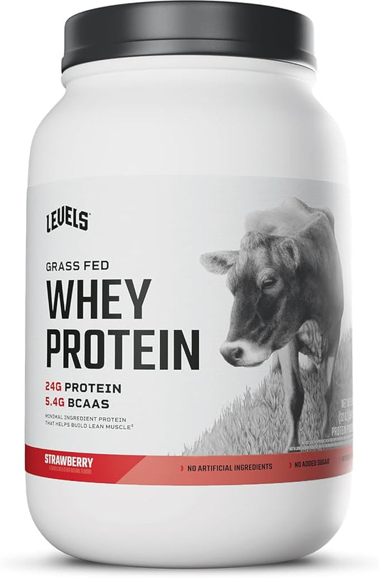 Levels Grass Fed Whey Protein Powder, No Artificials, 24G of Protein, Strawberry, 2LB
