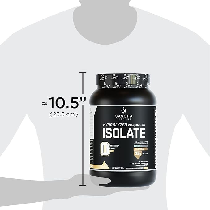 SASCHA FITNESS Hydrolyzed Whey Protein Isolate,100% Grass-Fed (2.11 Pounds) (Caramel Flavor)