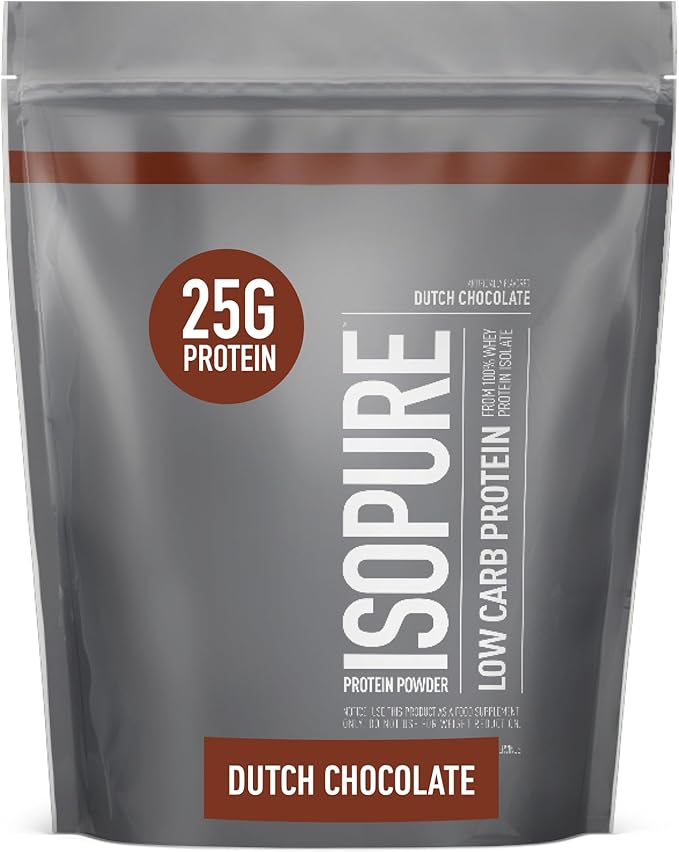 Isopure Dutch Chocolate Whey Isolate Protein Powder with Vitamin C & Zinc for Immune Support, 25g Protein, Low Carb & Keto Friendly, 14 Servings, 1 Pound (Packaging May Vary)