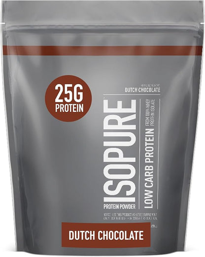 Isopure Dutch Chocolate Whey Isolate Protein Powder with Vitamin C & Zinc for Immune Support, 25g Protein, Low Carb & Keto Friendly, 14 Servings, 1 Pound (Packaging May Vary)