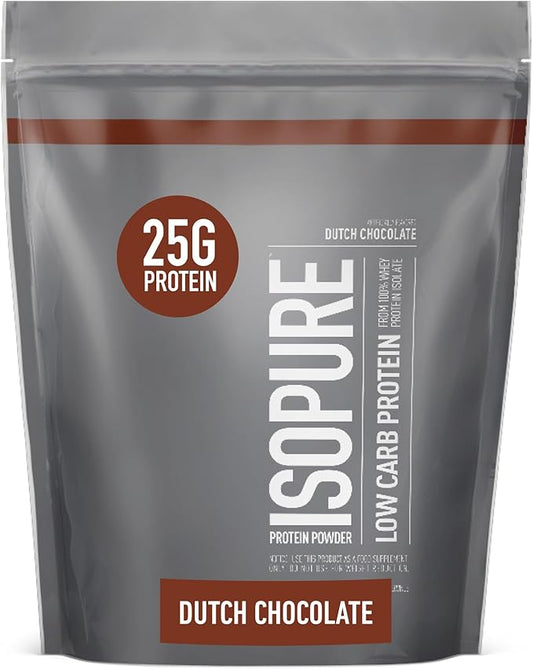 Isopure Dutch Chocolate Whey Isolate Protein Powder with Vitamin C & Zinc for Immune Support, 25g Protein, Low Carb & Keto Friendly, 14 Servings, 1 Pound (Packaging May Vary)