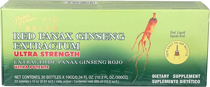 Prince of Peace Red Panax Ginseng Extractum Ultra Strength, 30 Bottles, 0.34 fl. oz. Each – Brain Boosting Supplement – Red Panax Ginseng Shots