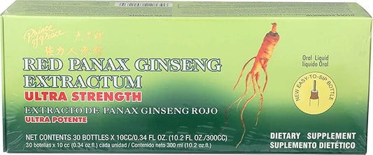 Prince of Peace Red Panax Ginseng Extractum Ultra Strength, 30 Bottles, 0.34 fl. oz. Each – Brain Boosting Supplement – Red Panax Ginseng Shots
