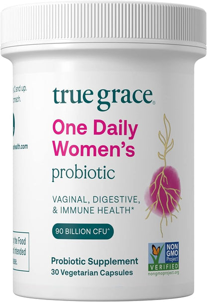 True Grace One Daily Women’s Probiotic - 30 Vegetarian Capsules - Digestive, Vaginal & Immune Health - Organic, Gluten Free, Dairy Free, Soy Free
