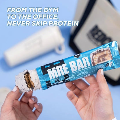 REDCON1 MRE Protein Bar, Cookies N' Cream - Contains MCT Oil + 20g of Whole Food Protein - Easily Digestible, Macro Balanced Low Sugar Meal Replacement Bar (12 Bars)