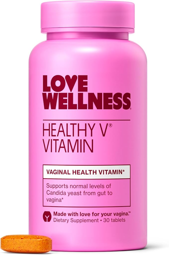 Love Wellness Healthy V Vitamin | Women's Vaginal Health Supplement | pH Balance, Gut Health & Immune Support Supplement | Balance of Candida Yeast with Turmeric, Garlic & Coconut Oil | 30 Count