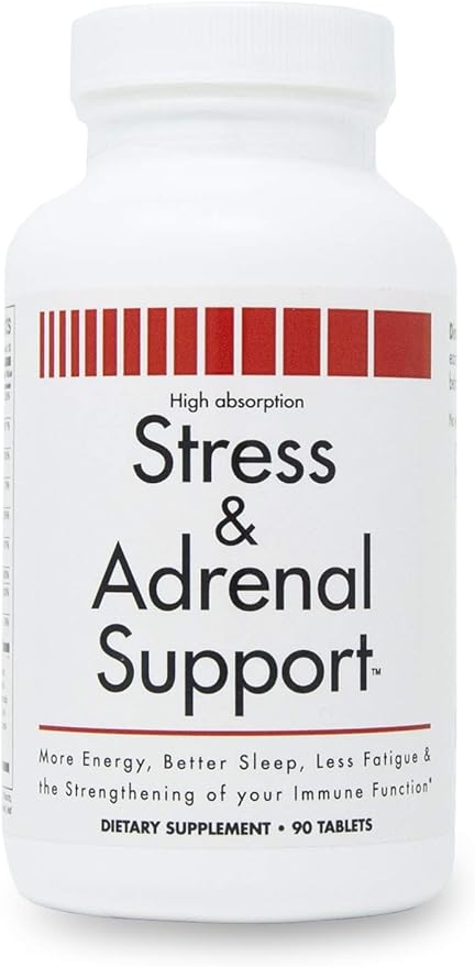 Stress and Adrenal Support - 90 Chewable Tablets - Citrusy Orange Flavor - Easily Digestible - by New Health Products