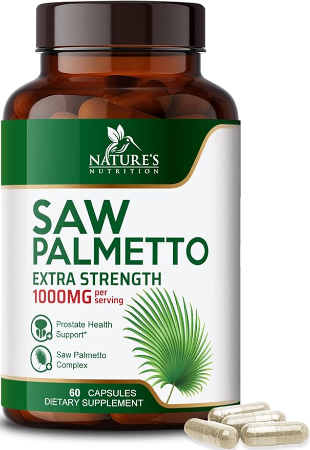Saw Palmetto Extract Prostate Supplement - 1000 MG Saw Palmetto Supplement, Nature's Prostate Support Supplement for Men Health Support, Men's Prostate Urinary Health Support Supplement - 60 Capsules
