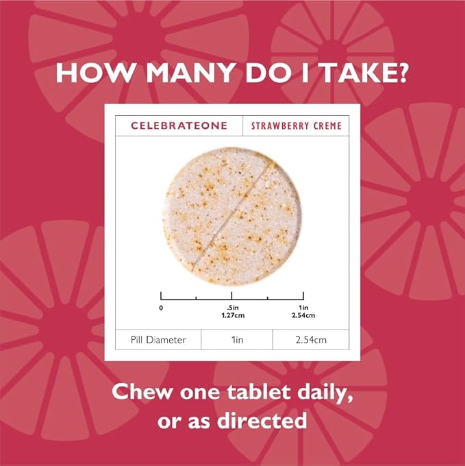 Celebrate Vitamins CelebrateONE Chewables, Iron Free - One A Day Bariatric Multivitamin, Essential Vitamins & Minerals - Gastric Bypass & Sleeve Gastrectomy Supplement - Strawberry Creme (30 Tablets)