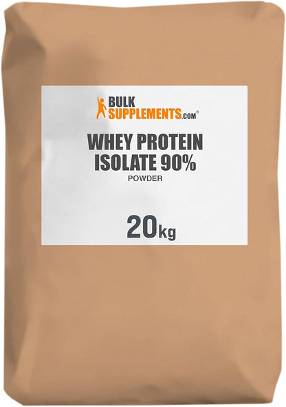 BulkSupplements.com Whey Protein Isolate Powder - Unflavored Protein Powder, Flavorless Protein Powder, Whey Isolate Protein Powder - Gluten Free, 30g per Serving, Bulk Protein, 20kg (44 lbs)