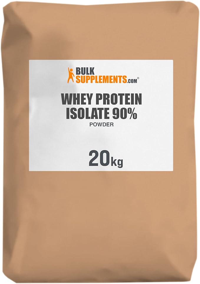 BulkSupplements.com Whey Protein Isolate Powder - Unflavored Protein Powder, Flavorless Protein Powder, Whey Isolate Protein Powder - Gluten Free, 30g per Serving, Bulk Protein, 20kg (44 lbs)