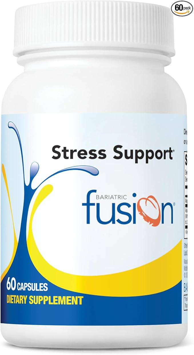 Bariatric Fusion Stress Support* | Vegan Supplement with Magnesium and Ashwagandha | Daily Vitamin for Women and Men | Gluten, Dairy and Soy Free | Non-GMO | 60 Capsules